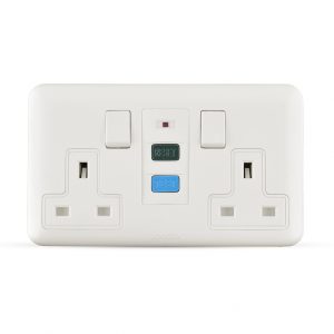 13A socket 2 gang with RCD white color spectra
